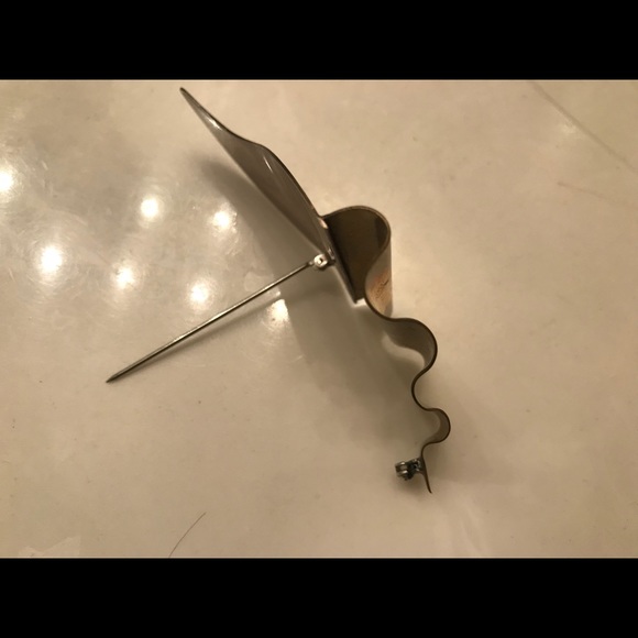 Sterling Silver & gold color brooch pin artisan handmade Vintage - Picture 4 of 4